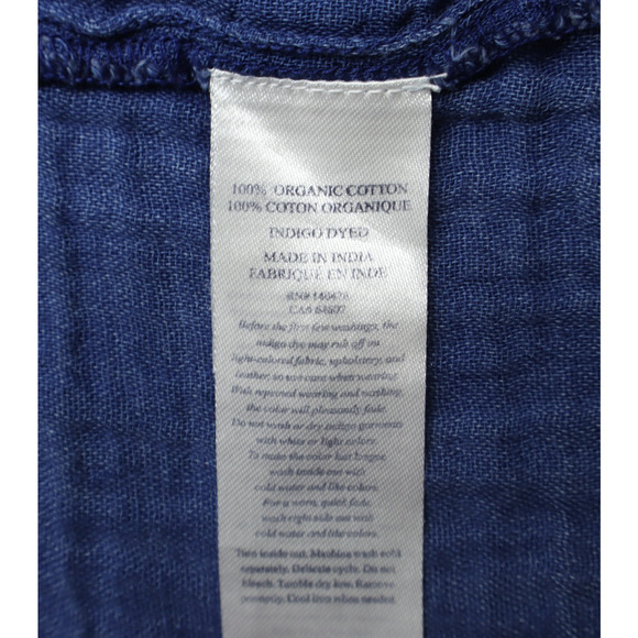 Faherty Women's Isha Basketweave 100% Cotton Dress Indigo Blue Sz M - Picture 5 of 7